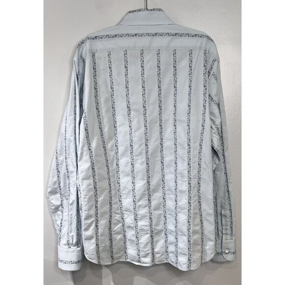 Ted Baker Slim Fit Mens Button Up Shirt Cotton Blend Size 6 2XL Blue Floral - Picture 2 of 15